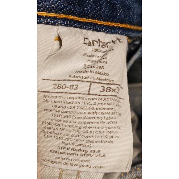 Men's Carhartt FRB13 Flame Resistant Blue Straight Leg Jeans Cat 2 Denim 38x31 - Picture 7 of 11